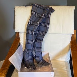 Plaid Over-the-Knee stacked Heeled Boots